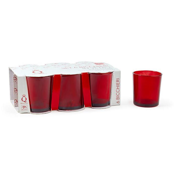 Set 6 bicchieri natalizi rossi in vetro 265 ml