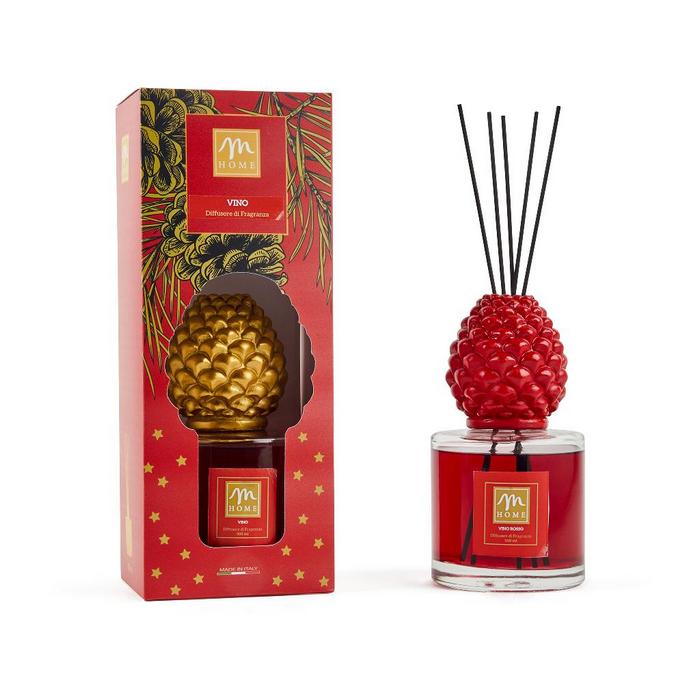Diffusore di essenza natalizio con pigna, con midollini 500 ml