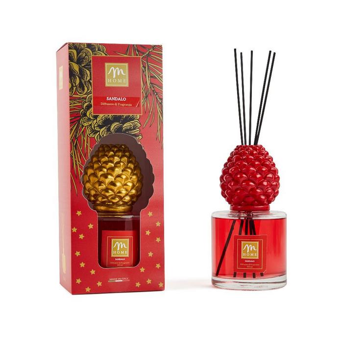 Diffusore di essenza natalizio con pigna, con midollini 500 ml