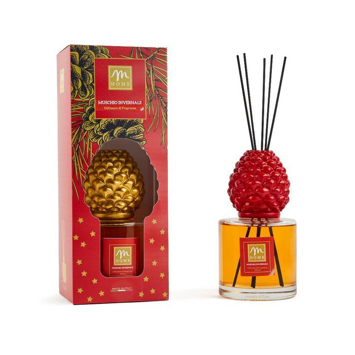 Diffusore di essenza natalizio con pigna, con midollini 500 ml
