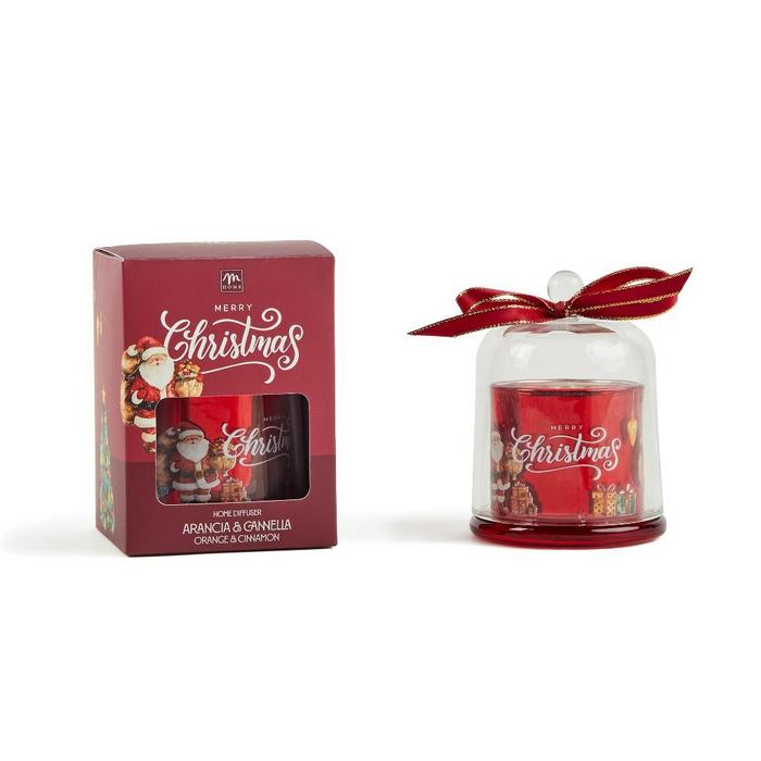 Candela profumata natalizia con campana in vetro 90 gr