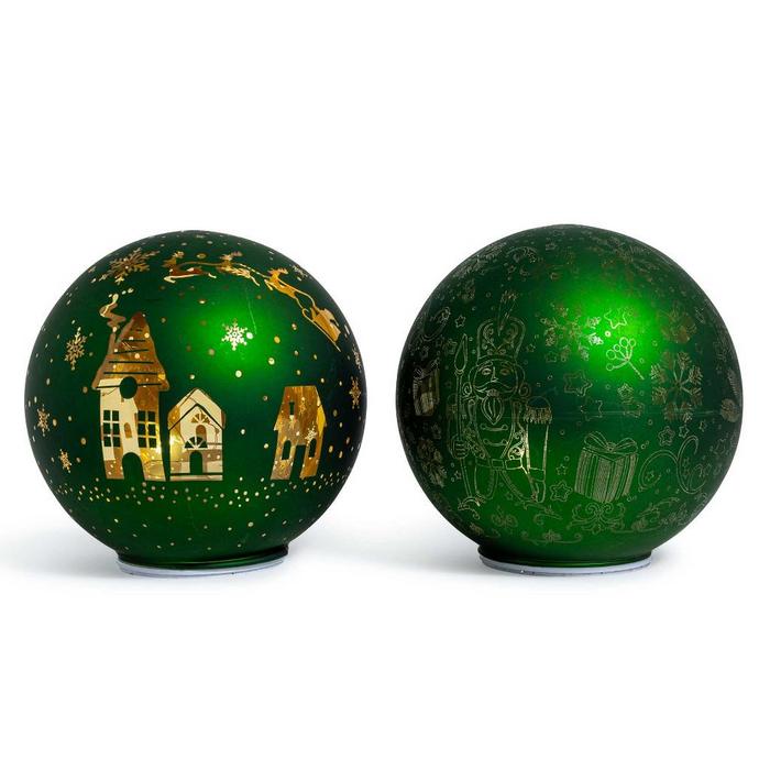 Sfera luminosa rotante in vetro per decorazione natalizia