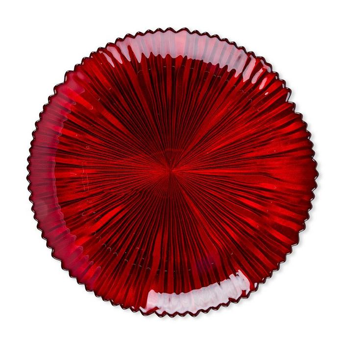 Sottopiatto natalizio tondo in vetro colorato 32 cm