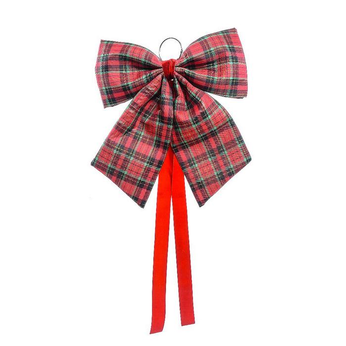 Fiocco in tessuto per decorazione natalizia - Tartan
