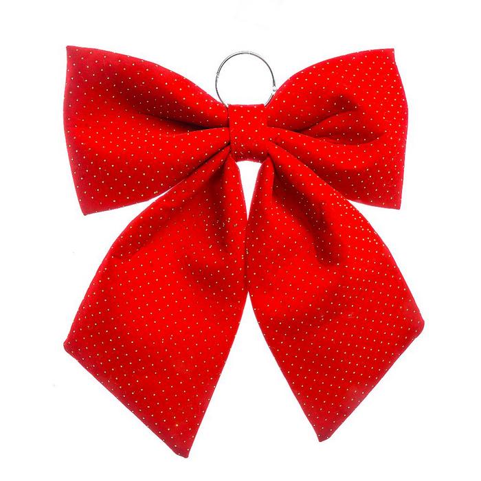 Fiocco in tessuto imbottito con brillantini per decorazione natalizia