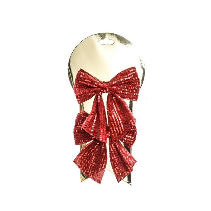 Set 2 fiocchi in tessuto per decorazione natalizia