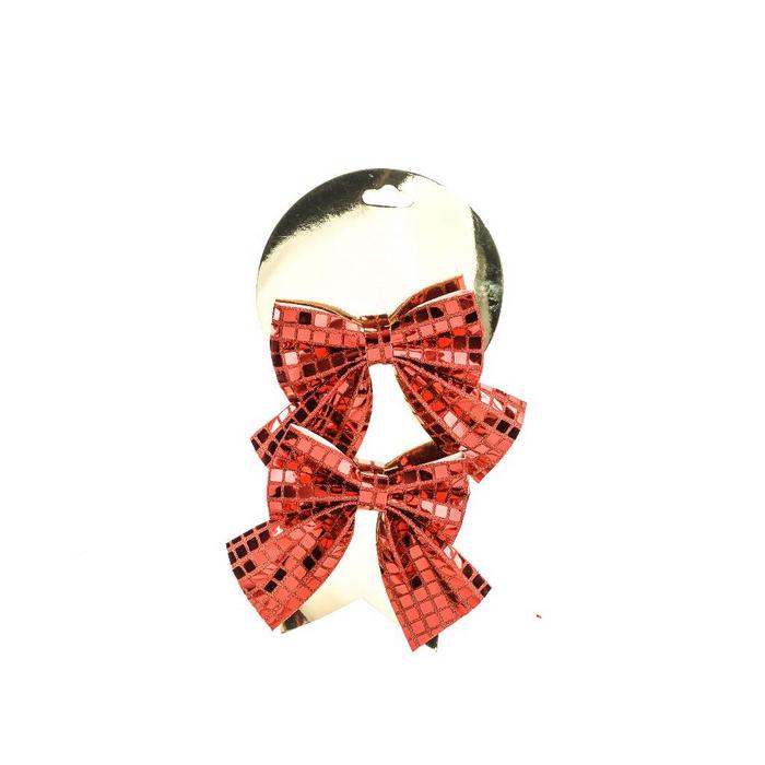 Set 2 fiocchi in tessuto per decorazione natalizia