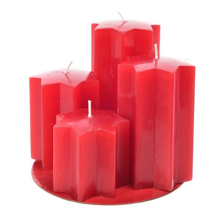 Set 4 candele natalizie a forma di stella rosso