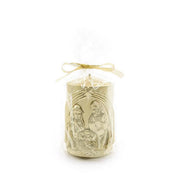 Candela dorata con presepe per decorazione natalizia 10 cm