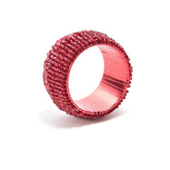 Anello per tovaglioli natalizio con perline 6 cm - rosso