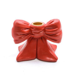 Porta candela rosso a forma di fiocco per decorazione natalizia 9 cm