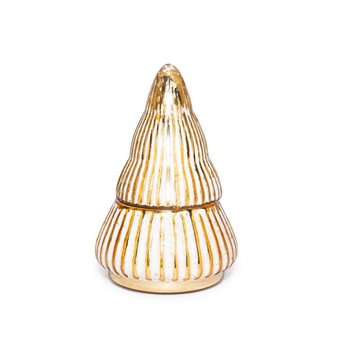 Candela natalizia profumata in cofanetto alberello in vetro 17 cm