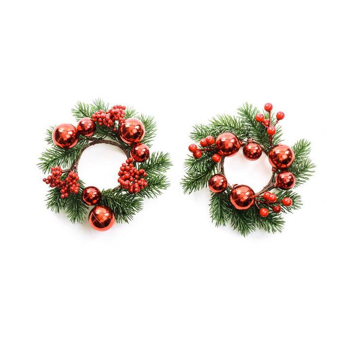 Girocandela natalizio con palline e bacche 20 cm