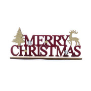 Scritta merry christmas in legno per decorazione natalizia 22 cm