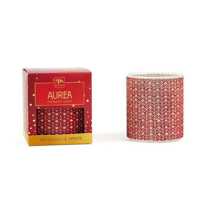 Candela profumata natalizia con strass 380 gr