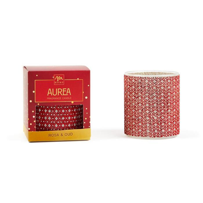 Candela profumata natalizia con strass 380 gr