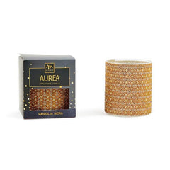 Candela profumata dorata con strass 380 gr