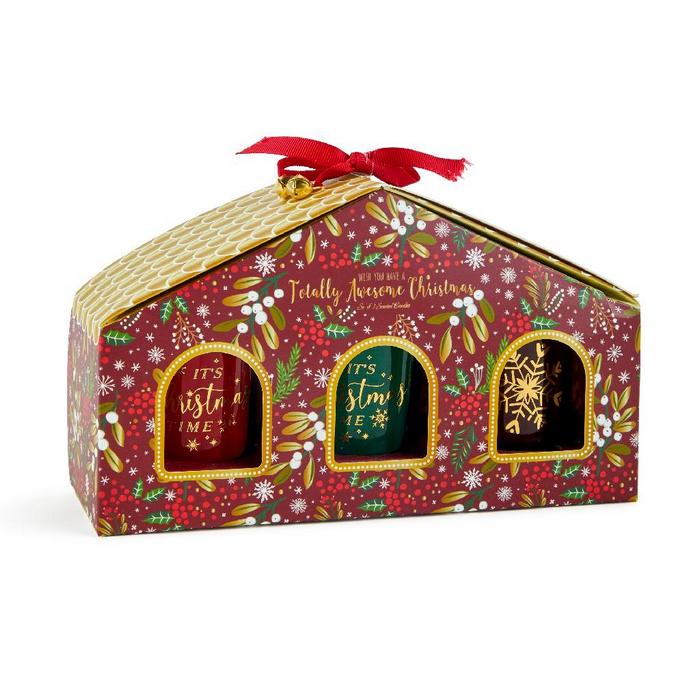 Set 3 candele 60 gr in confezione regalo natalizia