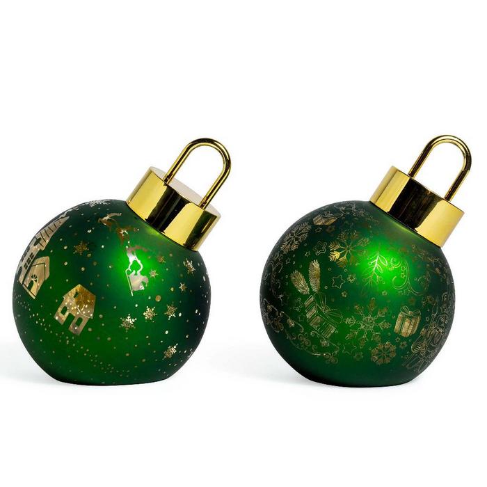 Palla di natale in vetro con luci a LED a batteria