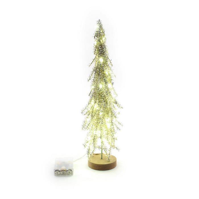 Albero in metallo e plastica con luci a LED per decorazione natalizia 40 cm