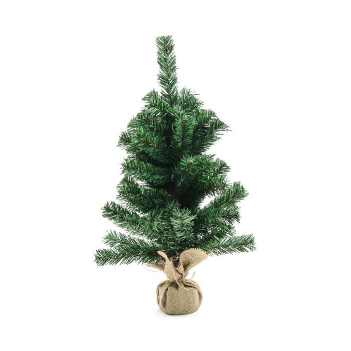 Albero di Natale verde con base in juta