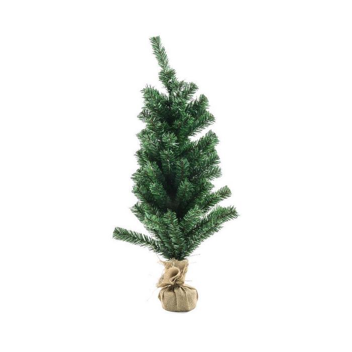 Albero di Natale verde con base in juta