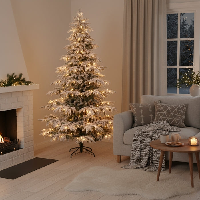 Albero di Natale innevato realistico con luci bianco caldo - Salice