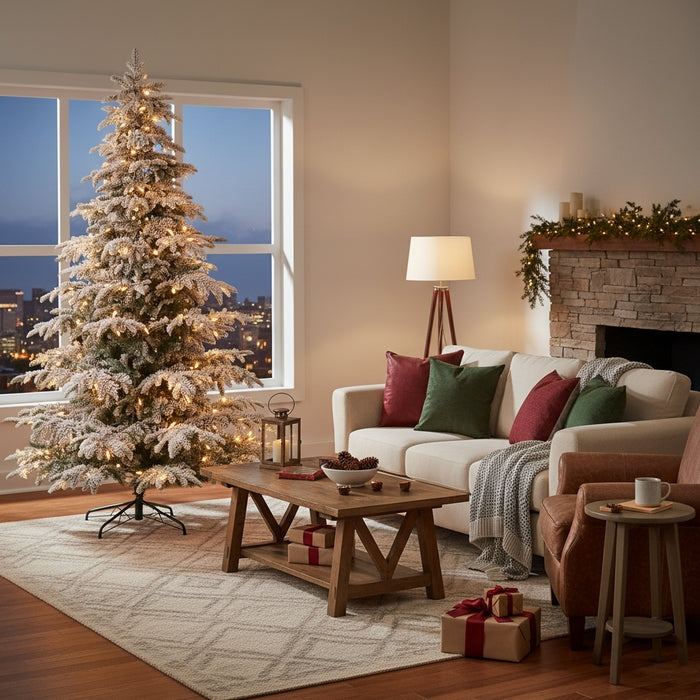 Albero di Natale innevato realistico con luci bianco caldo - Salice