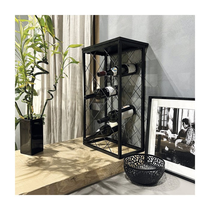 Cantinetta per vino in metallo a rombi nero