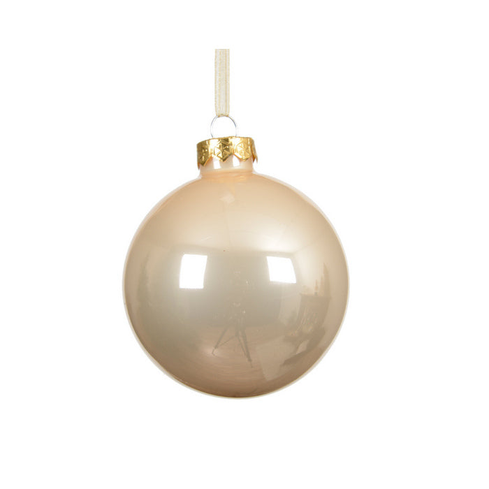 Pallina di natale in vetro rosa cipria smaltato