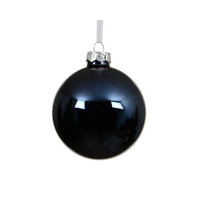 Pallina di natale in vetro blu notte lucido