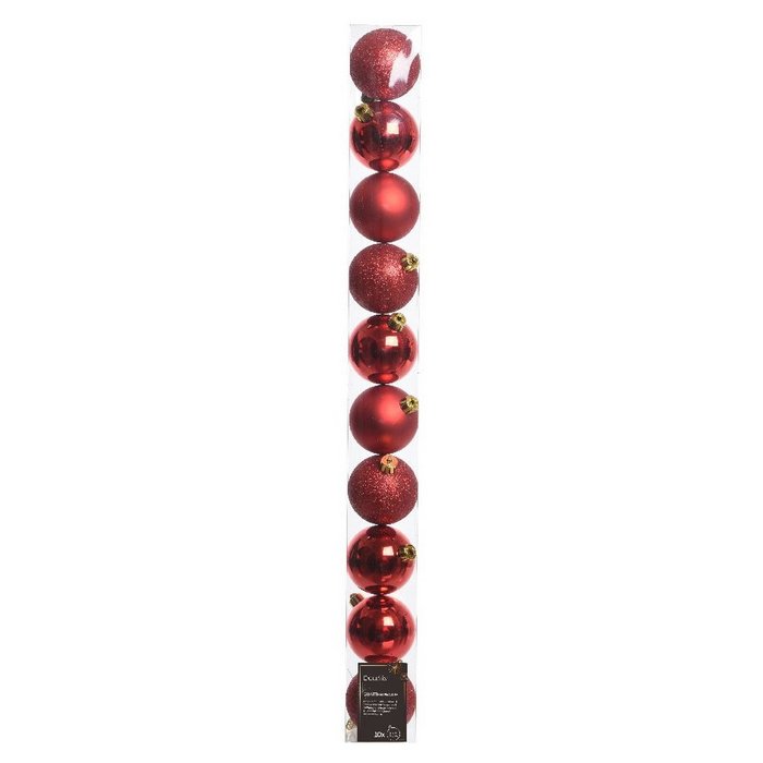 Set 10 palline di Natale lucide, opache e con glitter 6 cm