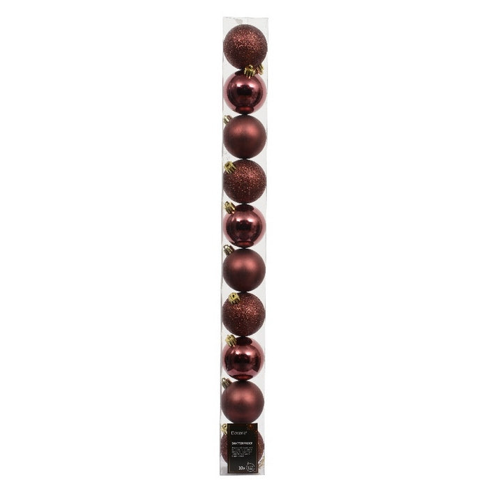 Set 10 palline di Natale lucide, opache e con glitter 6 cm