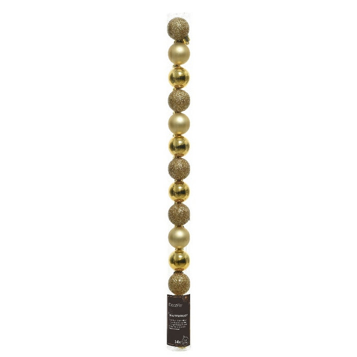 Set 14 palline di Natale lucide, opache e con glitter 3 cm
