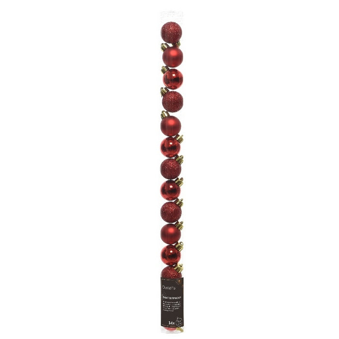 Set 14 palline di Natale lucide, opache e con glitter 3 cm