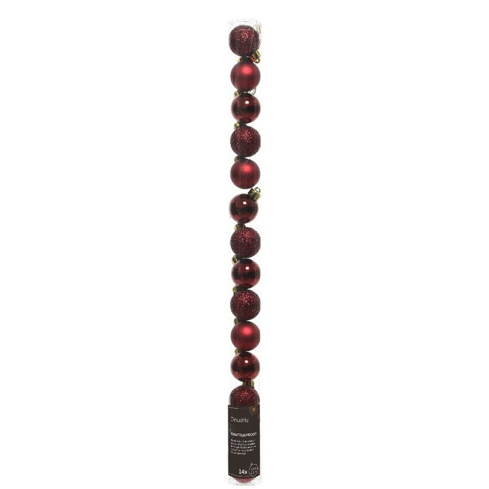 Set 14 palline di Natale lucide, opache e con glitter 3 cm