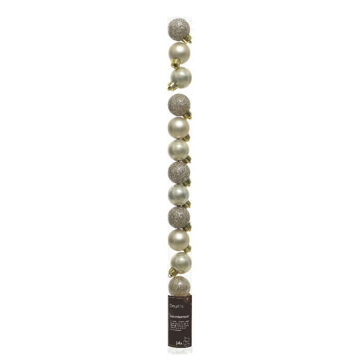 Set 14 palline di Natale lucide, opache e con glitter 3 cm