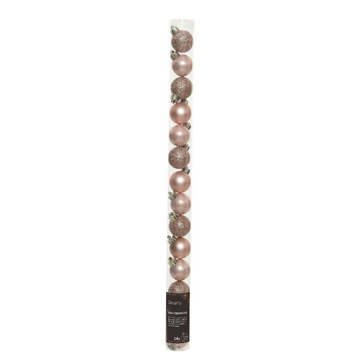 Set 14 palline di Natale lucide, opache e con glitter 3 cm