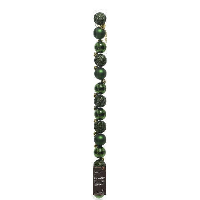 Set 14 palline di Natale lucide, opache e con glitter 3 cm