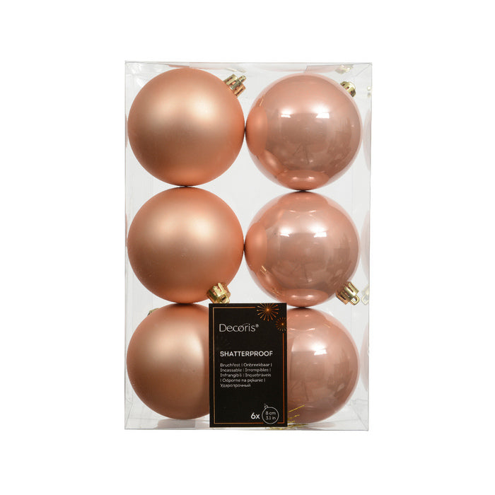 Set 6 palline di Natale lucide 8 cm