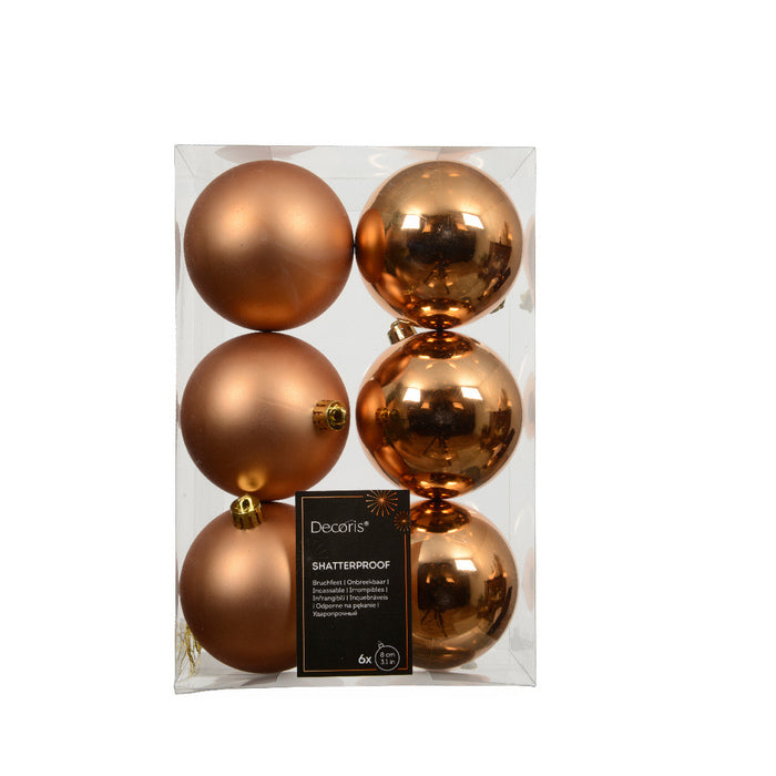 Set 6 palline di Natale lucide 8 cm
