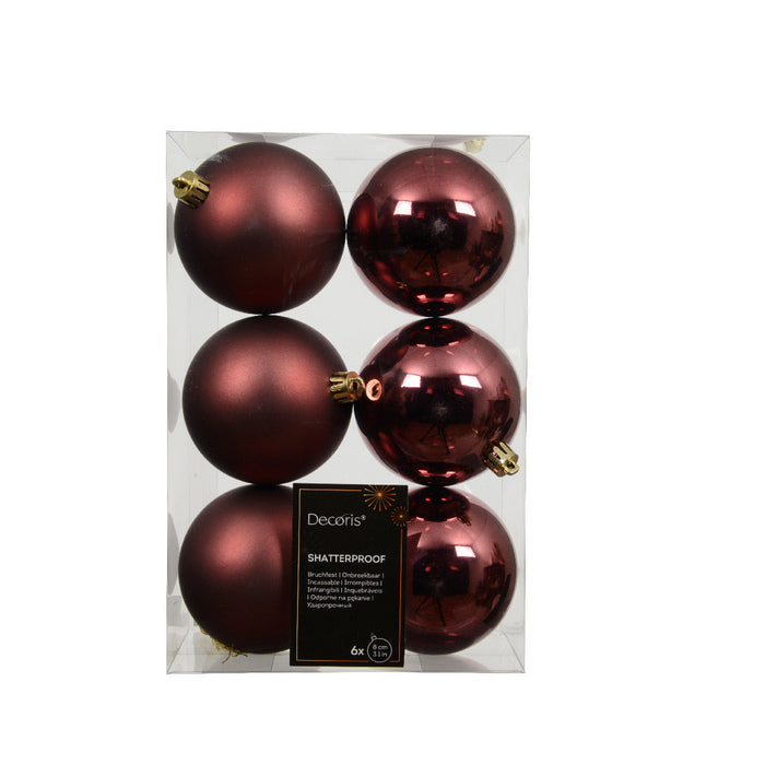 Set 6 palline di Natale lucide 8 cm