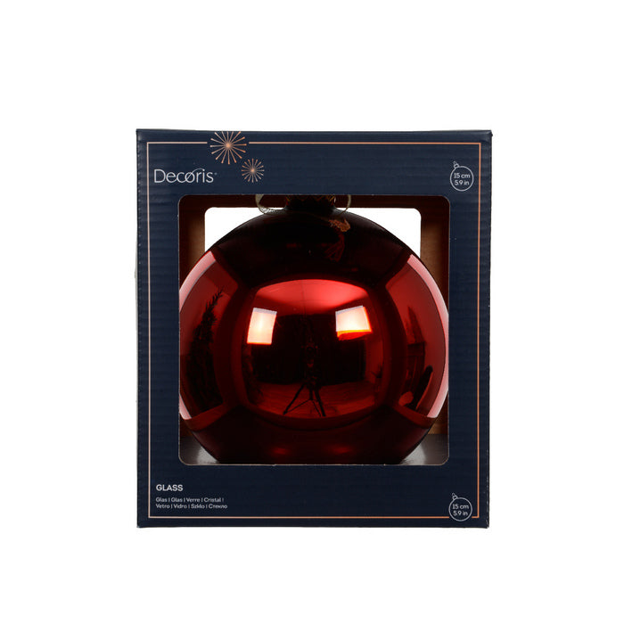 Pallina di natale in vetro rosso lucido