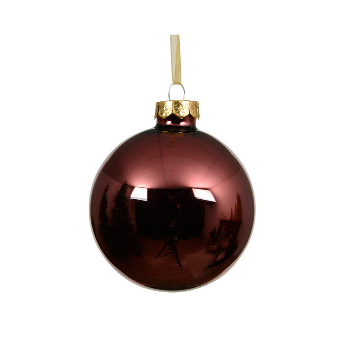 Pallina di natale in vetro sangue di bue lucido