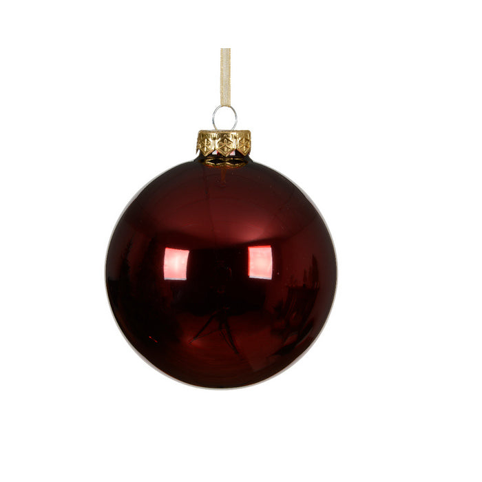 Pallina di natale in vetro sangue di bue lucido