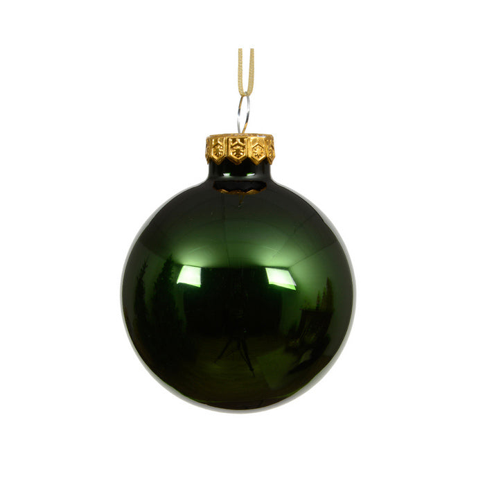 Pallina di natale in vetro verde pino lucido