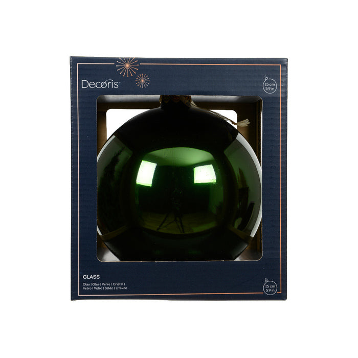 Pallina di natale in vetro verde pino lucido