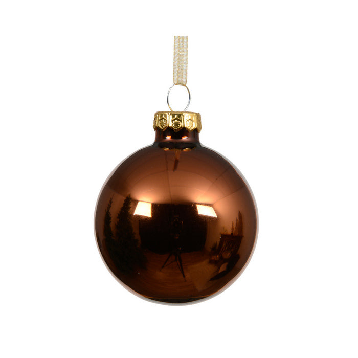Pallina di natale in vetro caffè lucido
