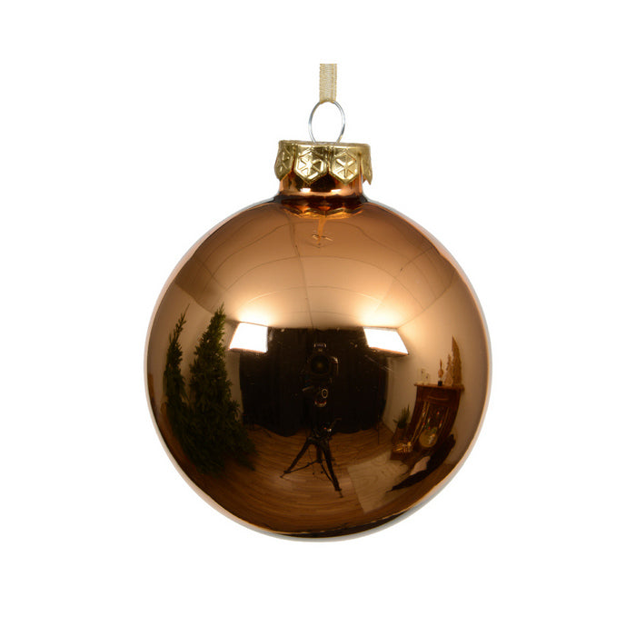 Pallina di natale in vetro brandy lucido
