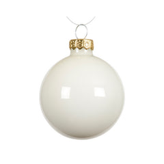 Pallina di natale in vetro bianco lana smaltato